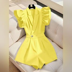 Yellow Ruffled Sleeve Romper